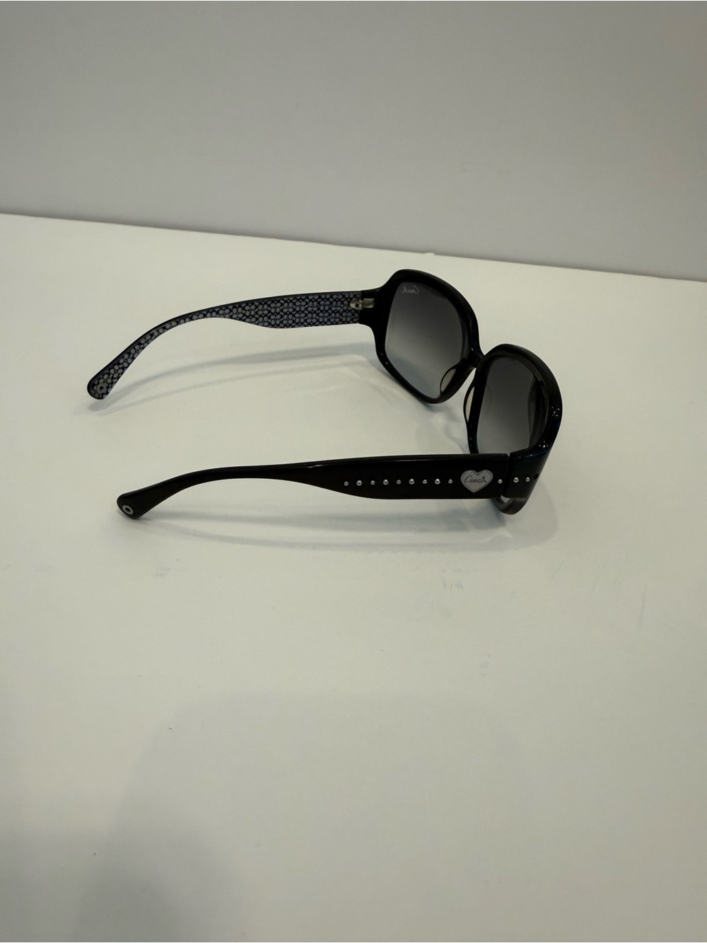 Y2K Coach Scarlet Black Oversized Square Sunglasses Silver Tone Accents Case - Picture 4 of 7